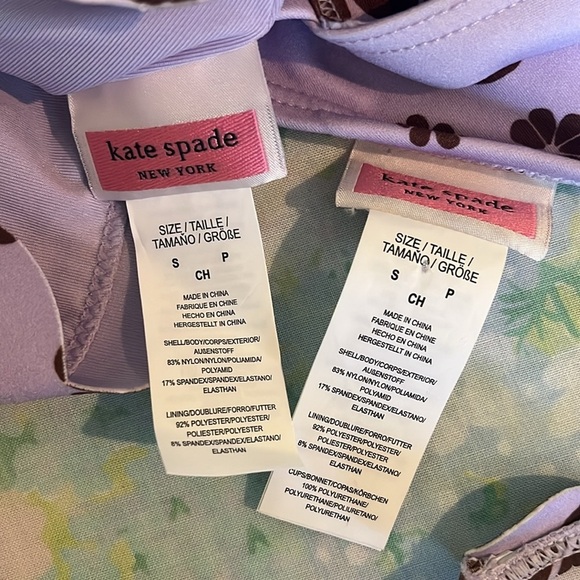 Kate Spade | Scalloped Lilac Brown Pastel Flower Bikini Swimsuit 2 Pc SET Small - Picture 9 of 11